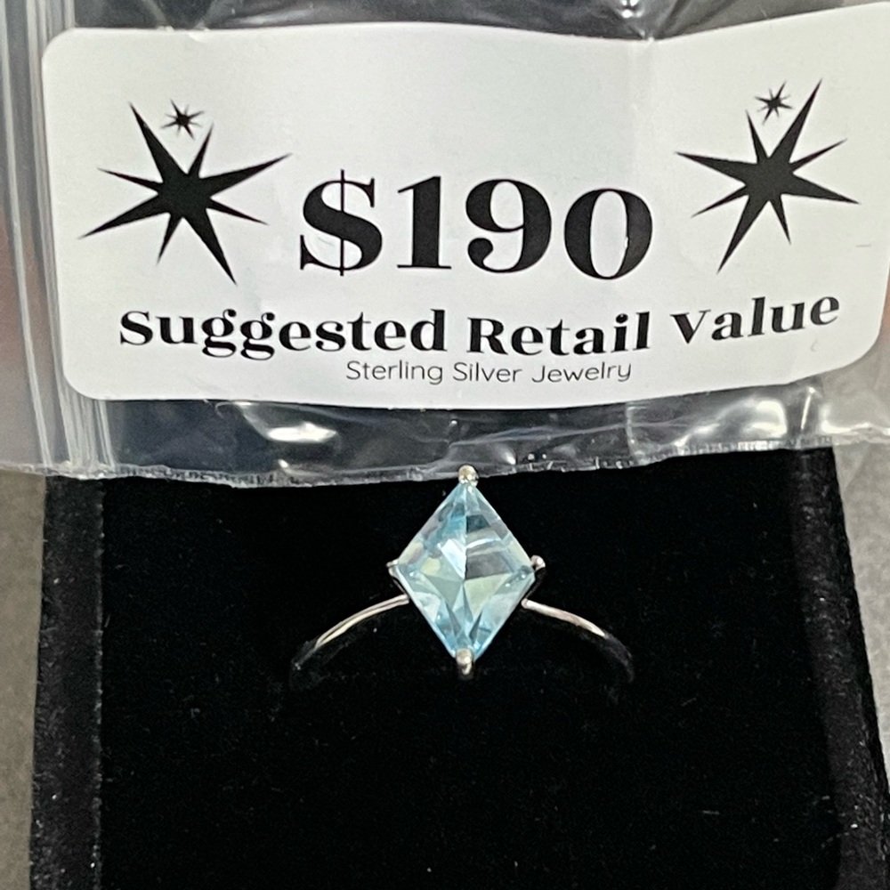 Sterling silver and aquamarine ring. Size 9